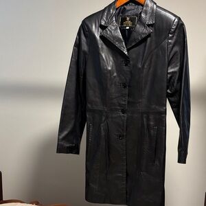 Elegant Black Leather Coat
